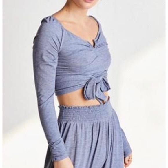 Free People Tops - Free People Movement Blue Button Me Up Wrap Top